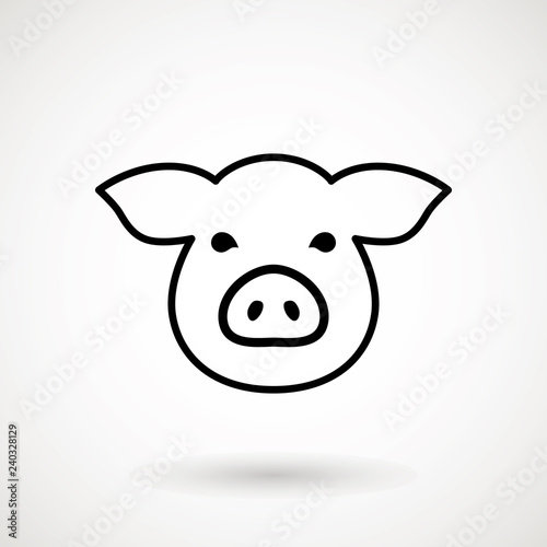 Pig line icon. logo Piglet face in outline style. Icon of Cartoon pig head. Chinese New Year 2019. Zodiac. Chinese traditional Design, decoration Vector illustration