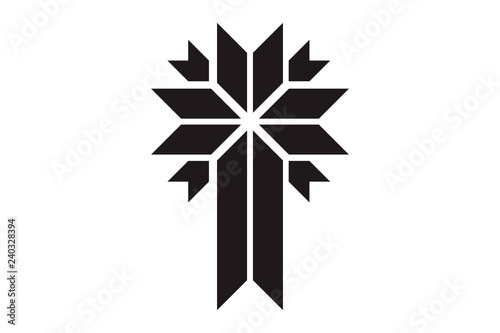 Cross of christian religion. Isolated orthodoxy and catholicism divine symbol in shape of cross, Jesus Christ and God, faith sign. Church and pray, religion and resurrection