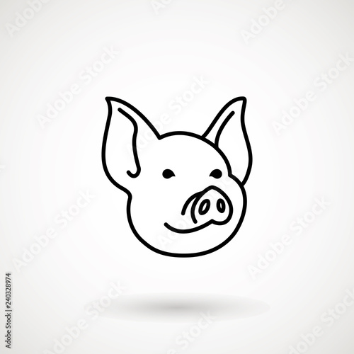Pig line icon. logo Piglet face in outline style. Icon of Cartoon pig head. Chinese New Year 2019. Zodiac. Chinese traditional Design, decoration Vector illustration