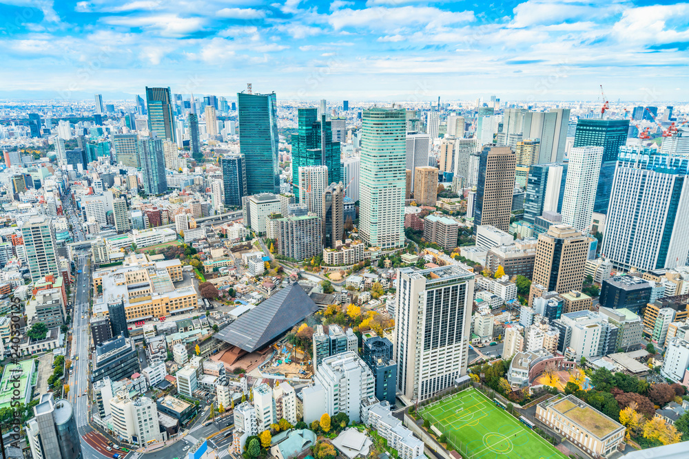 urban city skyline aerial view in Tokyo, Japan Stock 写真 | Adobe Stock