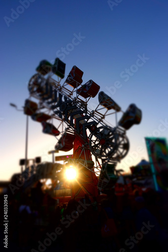 Tilt Shift view of zipper upside down ride at the San Diego County fair