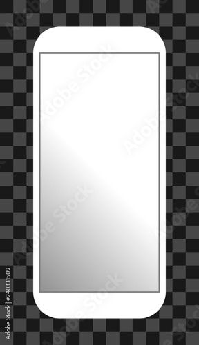 Smartphone icon - white with turned on white gradient screen, isolated - vector