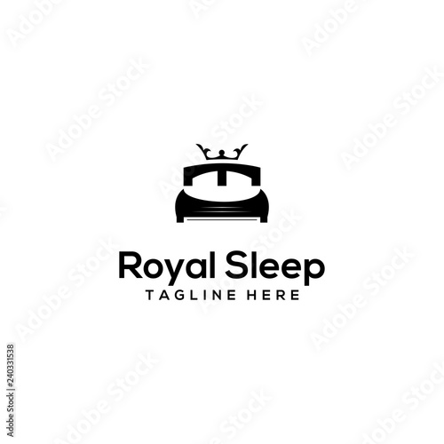 Logo design vector, bed icon, which has a crown, at the top