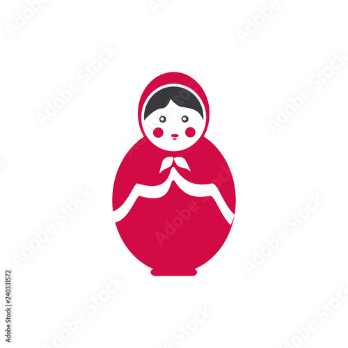 Decorative matryoshka isolated on white background, nesting doll, vector colorful illustration russian doll, cartoon flat traditional symbol for design, souvenir or present from Russia photo