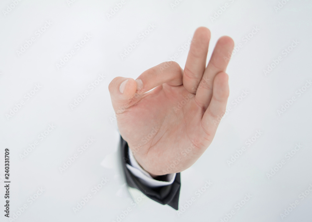 close up.businessman showing OK gesture close up.businessman showing OK gesture