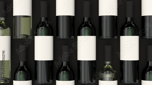 Pattern from bottles of red and white wine with blank labels