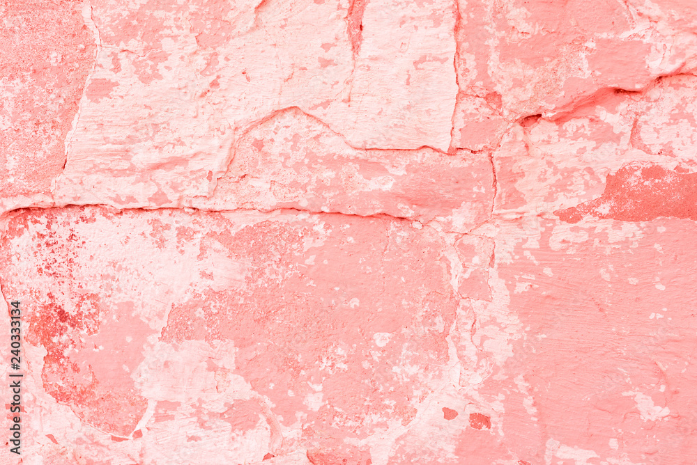 Texture, wall, concrete, living coral. It can be used as a background . Wall fragment with scratches and cracks Texture, wall, concrete, living coral. It can be used as a background . Wall fragment with scratches and cracks