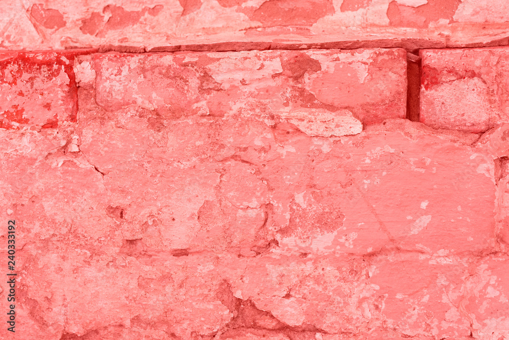 Texture, wall, concrete, living coral. It can be used as a background . Wall fragment with scratches and cracks Texture, wall, concrete, living coral. It can be used as a background . Wall fragment with scratches and cracks