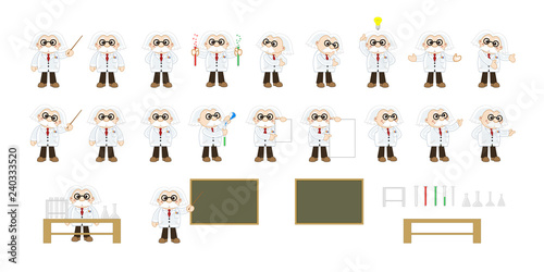 Wall Mural Illustration of a cartoon professor figure in various poses