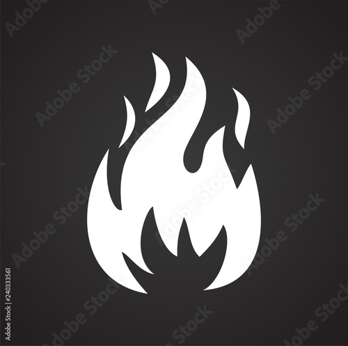 Flame icon on black background for graphic and web design, Modern simple vector sign. Internet concept. Trendy symbol for website design web button or mobile app