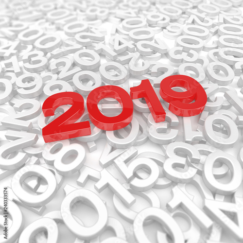 2019 - Silvester - Neujahr - Countdown - Jahreszahlen - Rot