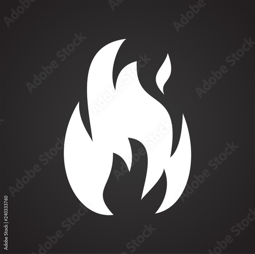 Flame icon on black background for graphic and web design, Modern simple vector sign. Internet concept. Trendy symbol for website design web button or mobile app