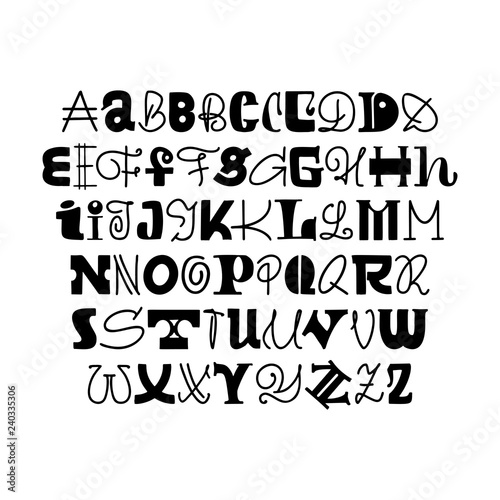 Lettering handmade font. Decorative alphabet black color for the design of posters, write postcards and slogans, playful style
