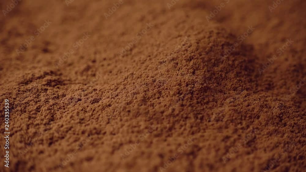 Rotating of cacao powder, cocoa powder, close-up, 4K Rotating of cacao powder, cocoa powder, close-up, 4K