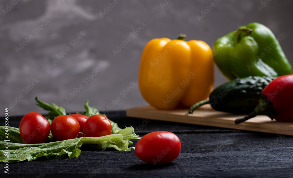 vegetables set on chalk background vegetables set on chalk background