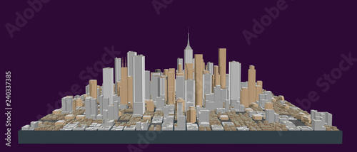 3D model of city. Vector illustration.