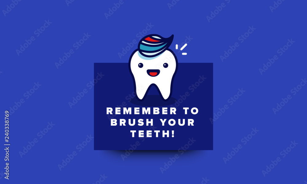 Remember to brush your teeth Health poster with Happy Tooth Vector  Illustration Stock Vector | Adobe Stock