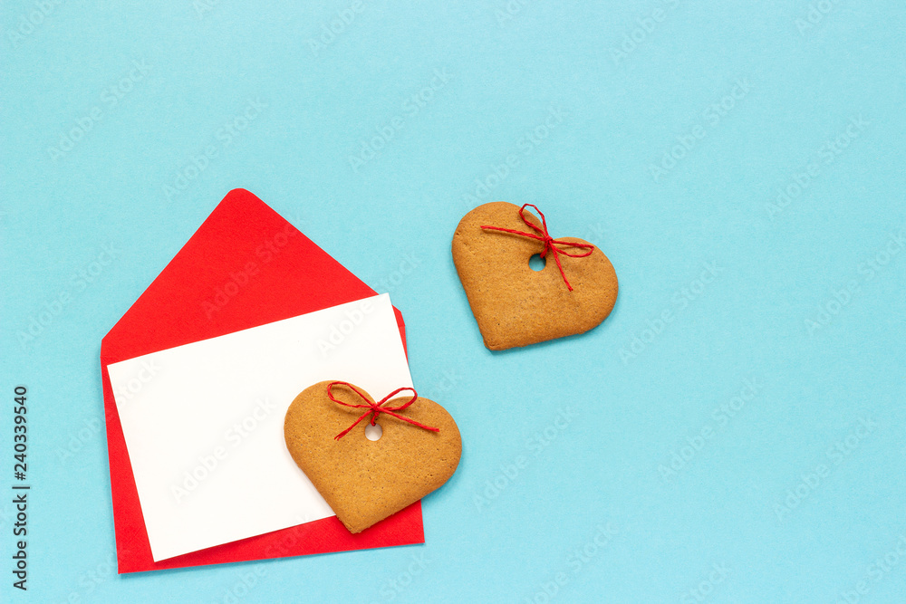 Love Letter White Card Red Paper Envelope Mock Stock Photo by