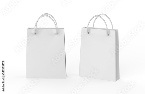 Blank shopping bag mock-up on isolated white background, 3d illustration