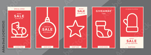 Instagram stories with line winter holidays icons