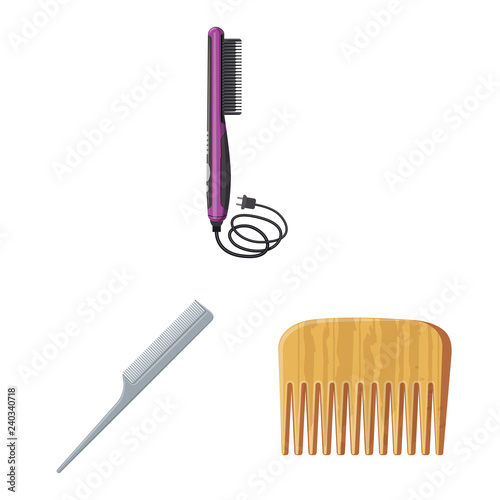 Vector design of brush and hair symbol. Set of brush and hairbrush vector icon for stock.