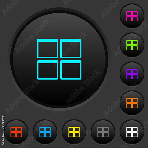 Admin dashboard panels dark push buttons with color icons