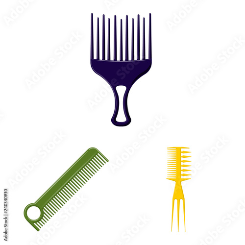 Isolated object of brush and hair icon. Set of brush and hairbrush stock symbol for web.