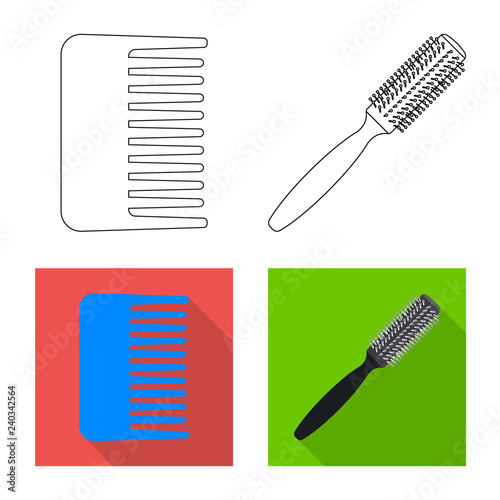 Vector illustration of brush and hair symbol. Collection of brush and hairbrush vector icon for stock.