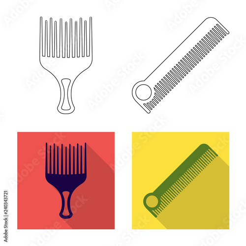 Isolated object of brush and hair sign. Collection of brush and hairbrush vector icon for stock.