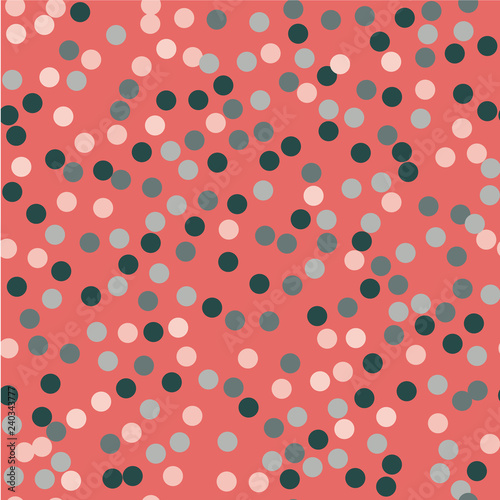 Polka dot seamless pattern. Vector illustration. Living coral.