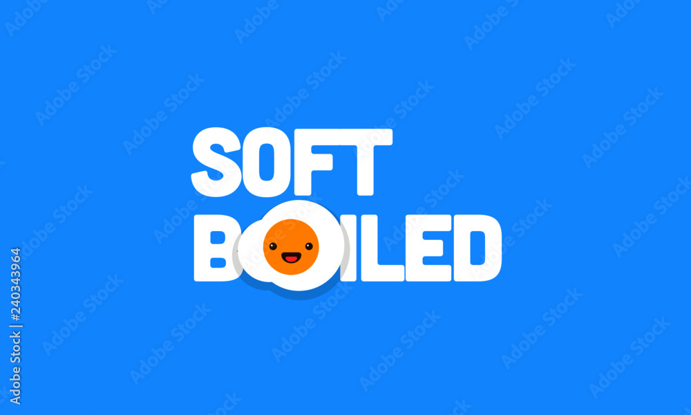 Soft Boiled Typography with Fried Egg Vector Illustration Soft Boiled Typography with Fried Egg Vector Illustration