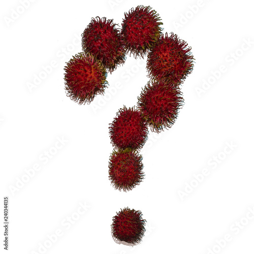Question sign made of rambutans