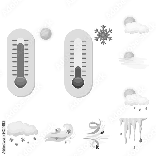 Vector design of weather and climate icon. Set of weather and cloud stock vector illustration.