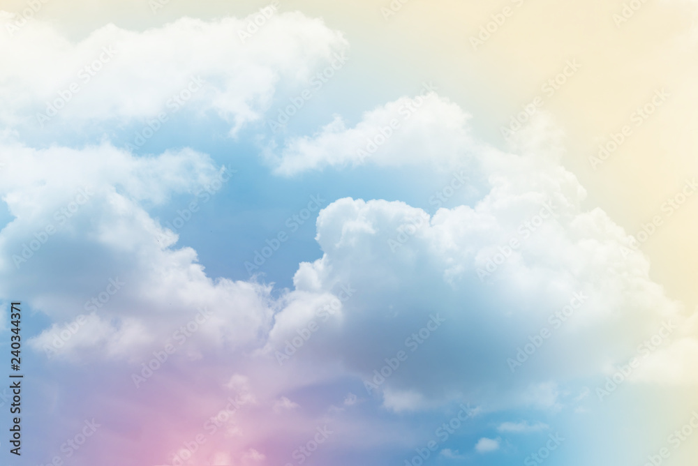 Fototapeta Sun and cloud background with a pastel colored