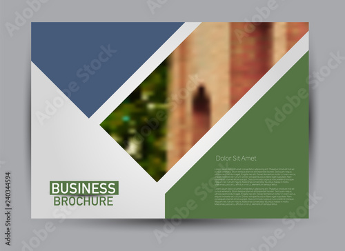 Flyer, brochure, billboard template design landscape orientation for business, education, school, presentation, website. Blue and green color. Editable vector illustration.