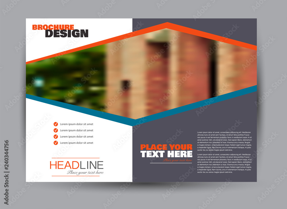 Flyer, brochure, billboard template design landscape orientation for business, education, school, presentation, website. Blue and orange color. Editable vector illustration. Flyer, brochure, billboard template design landscape orientation for business, education, school, presentation, website. Blue and orange color. Editable vector illustration.