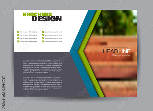 Flyer, brochure, billboard template design landscape orientation for business, education, school, presentation, website. Blue color. Editable vector illustration.