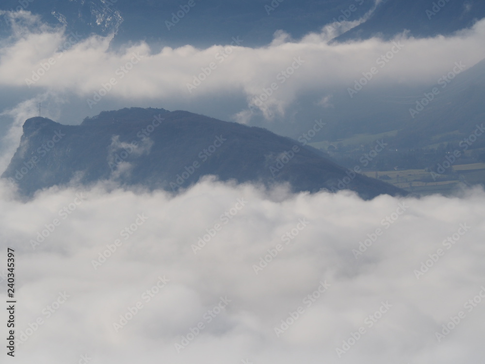 Sea of clouds above the city of Grenoble, France Sea of clouds above the city of Grenoble, France
