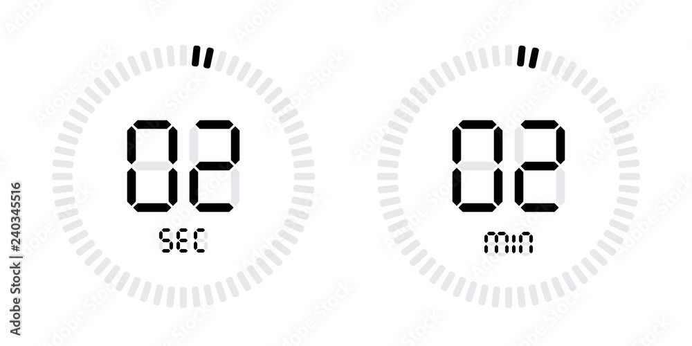Timer countdown with minutes and seconds Icons. Stock Vector Adobe Stock