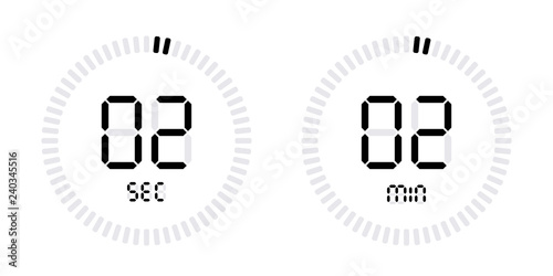 Timer countdown with minutes and seconds Icons.