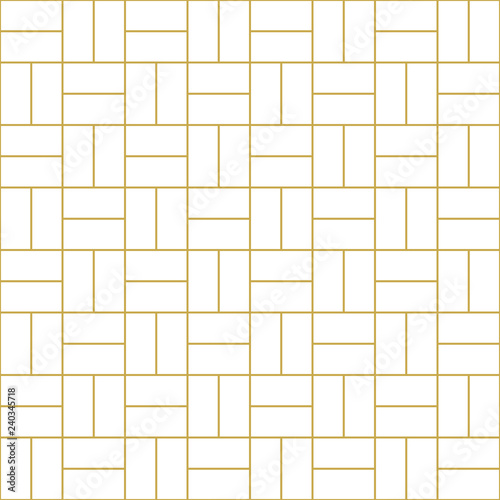 Perpendicular bricks background. Seamless vector pattern in gold