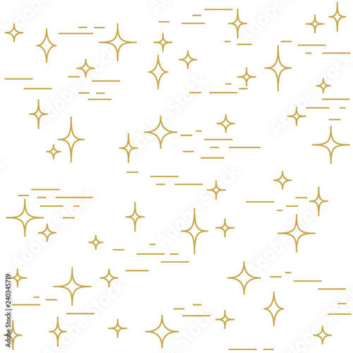 Modern stylish linear design with stars in gold. Seamless vector pattern