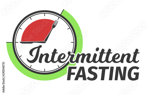 Logo of Intermittent fasting. Clock face symbolizing the principle of Intermittent fasting. Vector illustration. Infographic