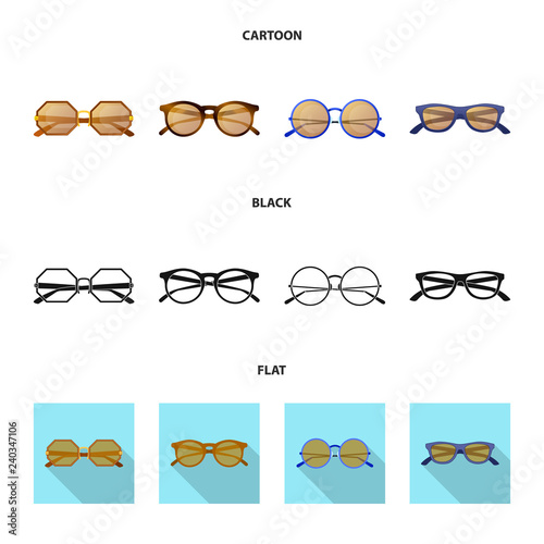 Vector illustration of glasses and sunglasses logo. Collection of glasses and accessory stock symbol for web.