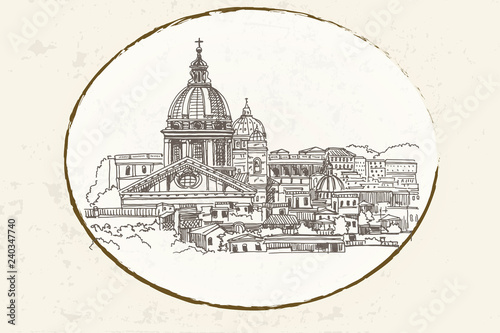 view of historic center of Rome, Italy