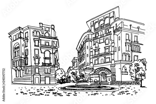 Canvas Print vector sketch of Coppede Quarter, Rome, Italy