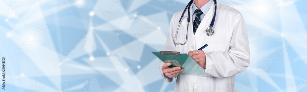 Doctor taking notes on clipboard Doctor taking notes on clipboard