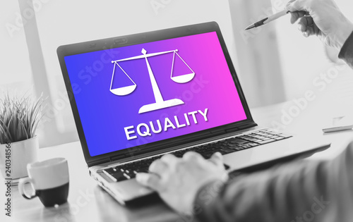 Equality concept on a laptop screen