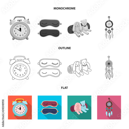 Vector illustration of dreams and night logo. Set of dreams and bedroom stock symbol for web.