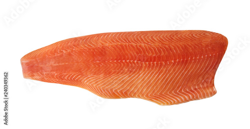 Big Raw Natural Atlantic Salmon Fillet Isolated on White